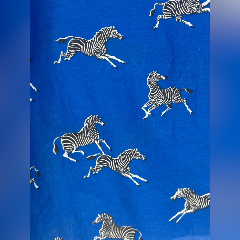 J.Crew Zebra Print Button Up Shirt |Cobalt Blue | Size 12 | Silk Blend - Picture 9 of 11